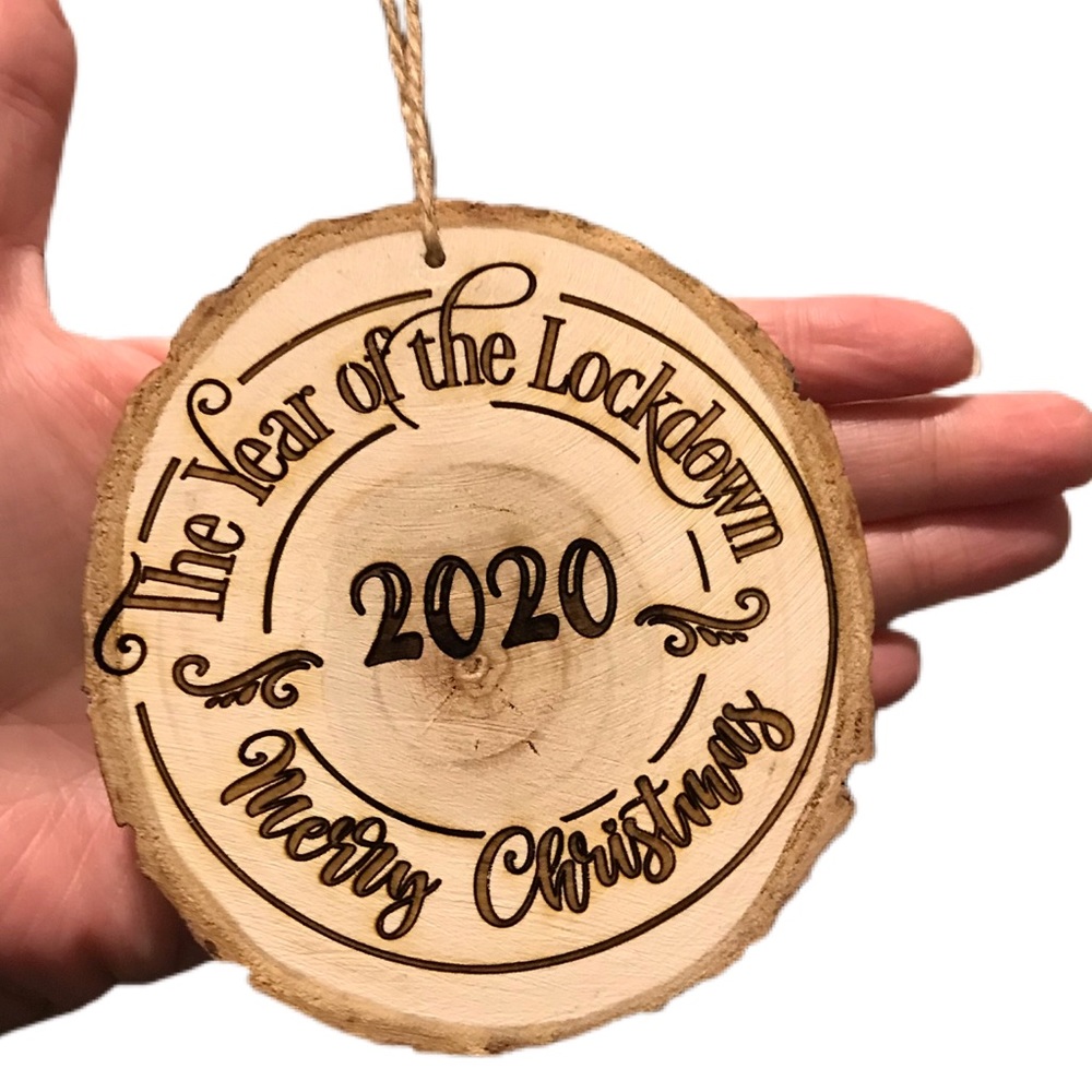 Laser engraved wood 2020 ornament